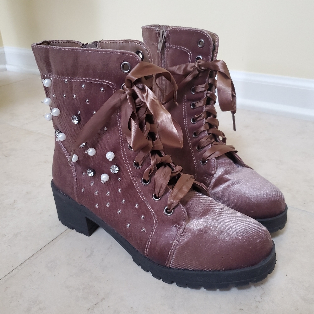 Madden Girl brown velvet combat boots